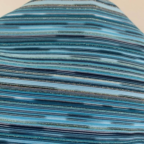 SOLD Vintage 90s Blue Stripe Shimmer High Neck Tank Top Size M - Picture 5 of 7